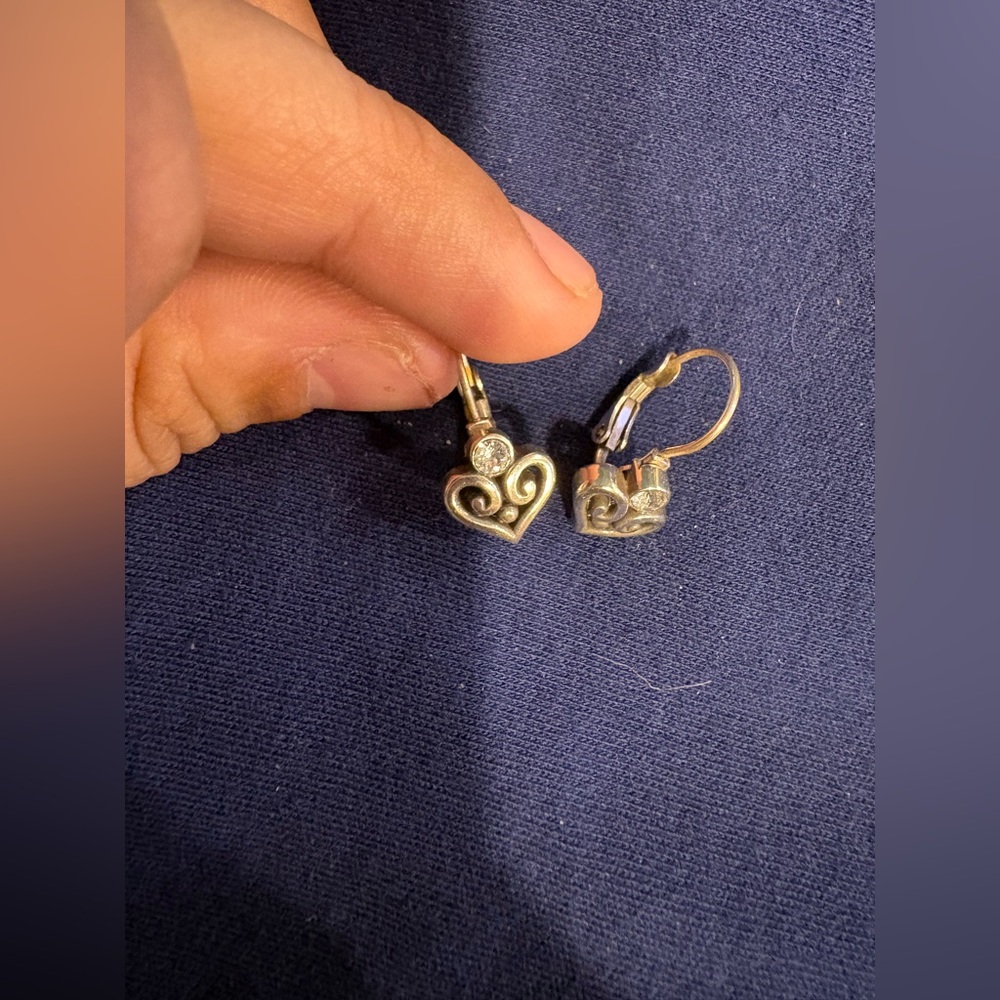 Brighton Silver Heart Leverback Earrings